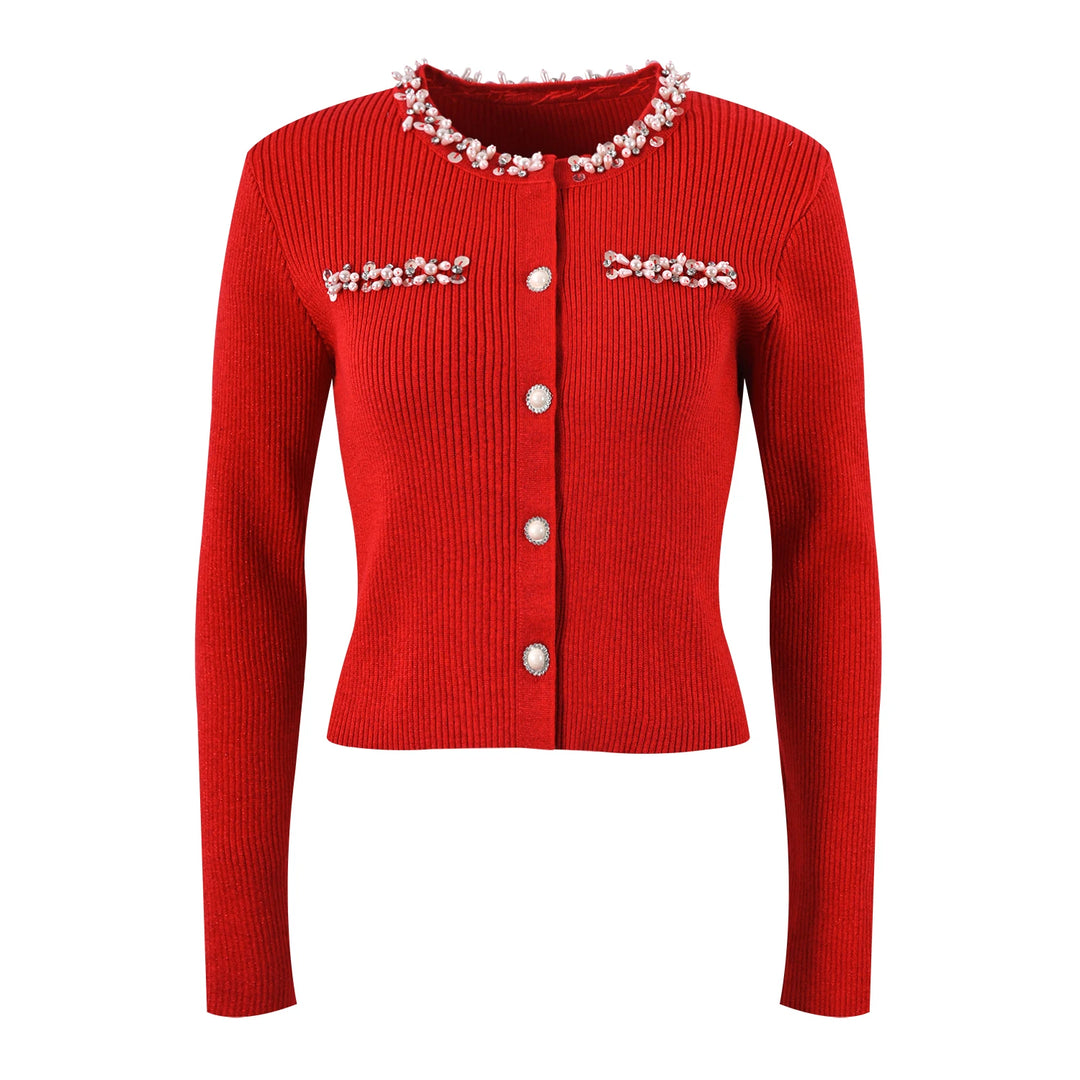 Stylish Round Neck Knitted Cardigan