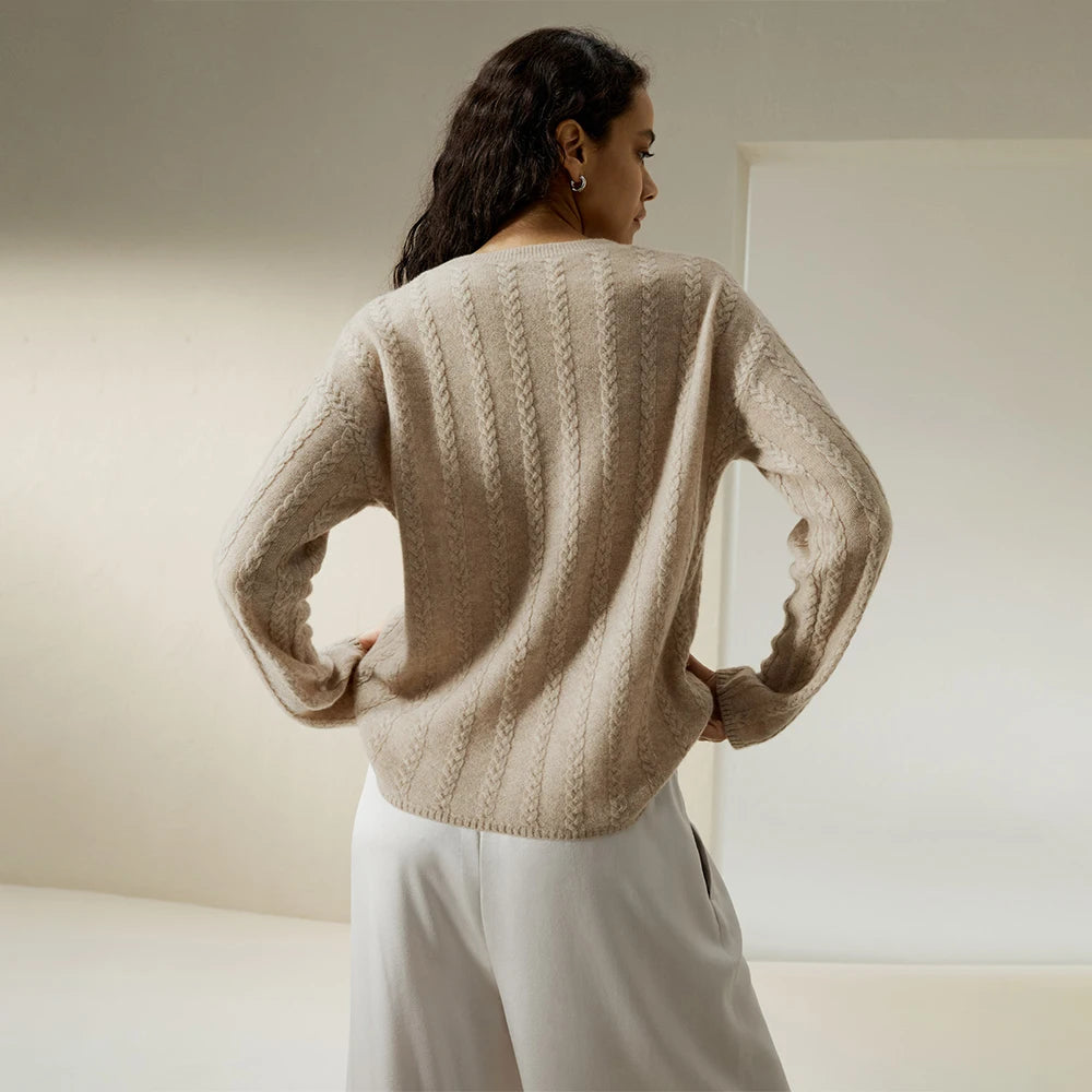 Versatile Soft Cable-Knit Cashmere Sweater