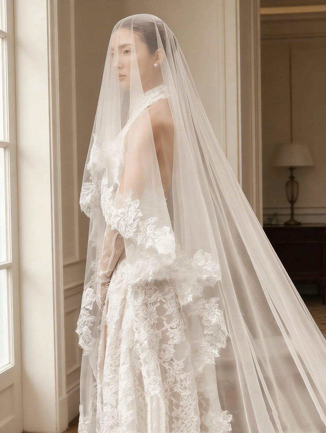 Sweet Appliqued Sweep Train Wedding Dress