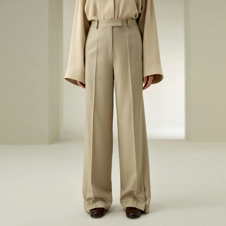 Stunning Wool Silk Blend Straight Pants