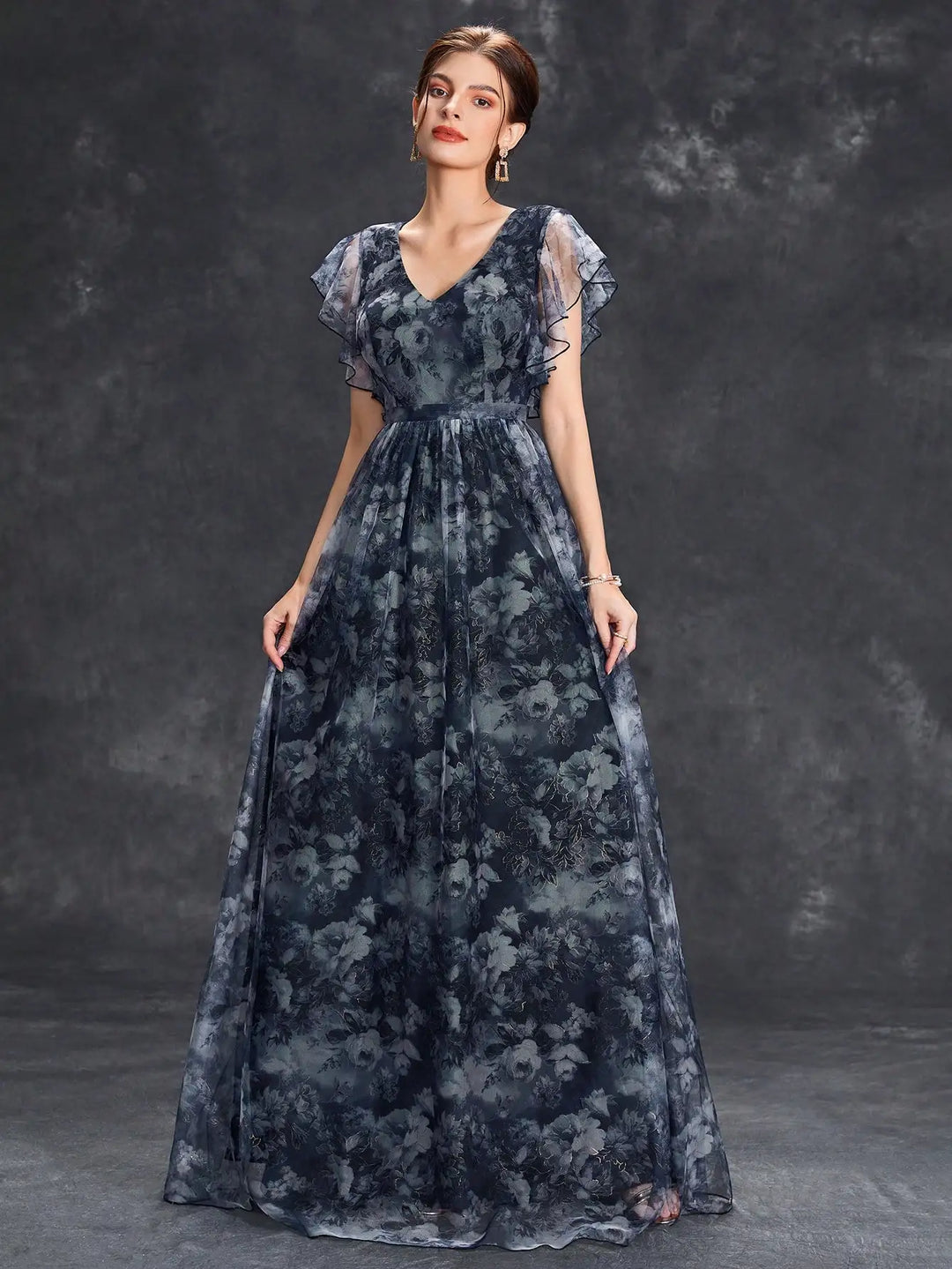 Stunning Ruffled Lace Evening Party Dress
