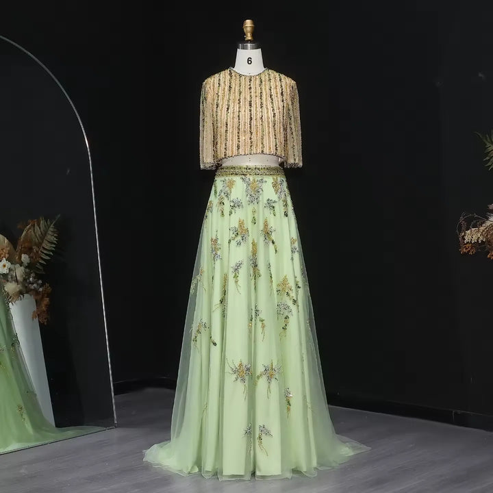 Luxurious A-Line Beaded Evening Party Gown
