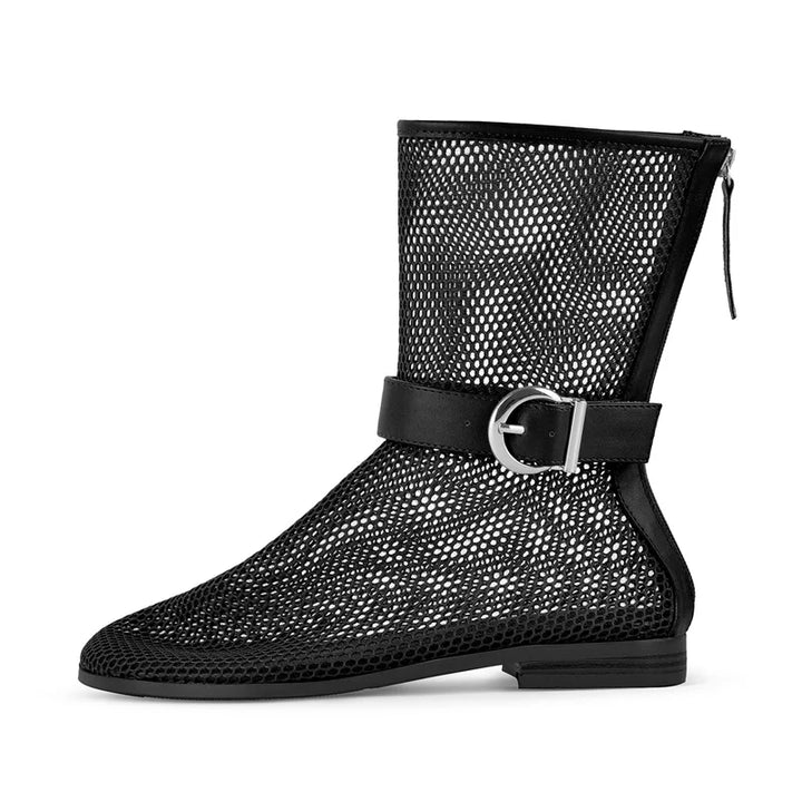 Black mesh hollow-out women&