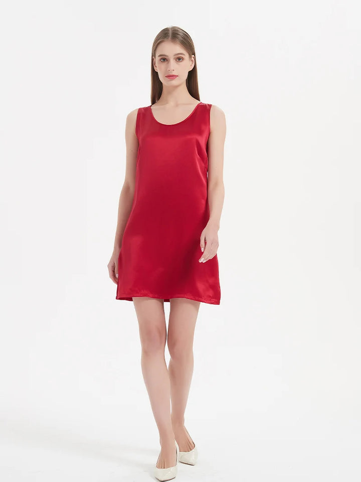 Simple Sleeveless Mini Silk Dress