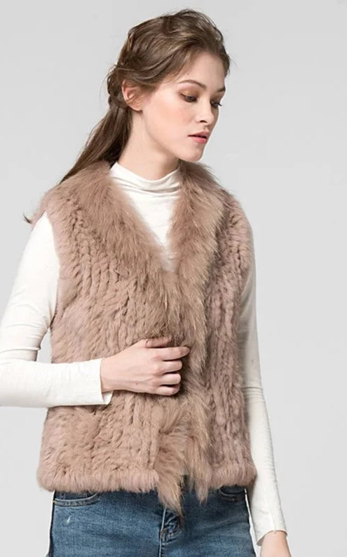 Natural Real Fur Women's Knitted Vest
