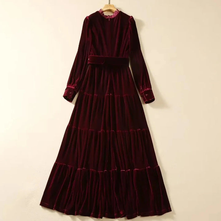 Hollowed-Out Velvet Dress