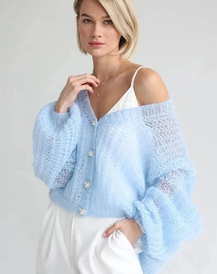 Crochet Knit Women's Sheer Cardigan