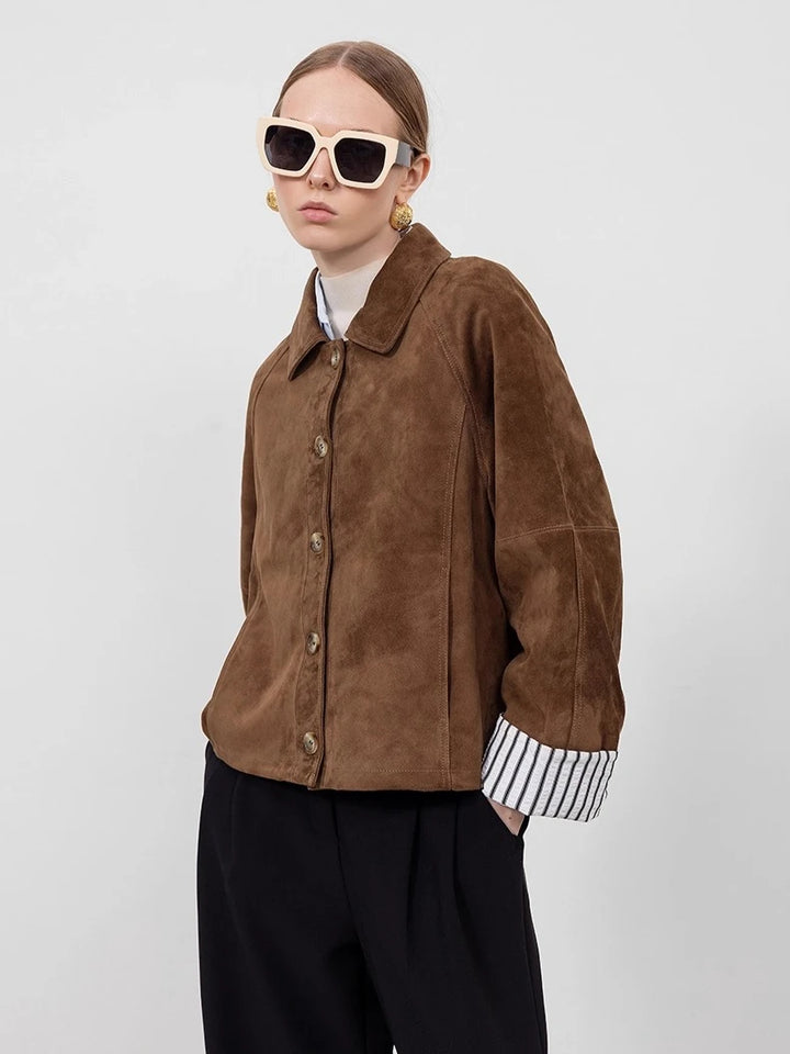 Brown suede women&