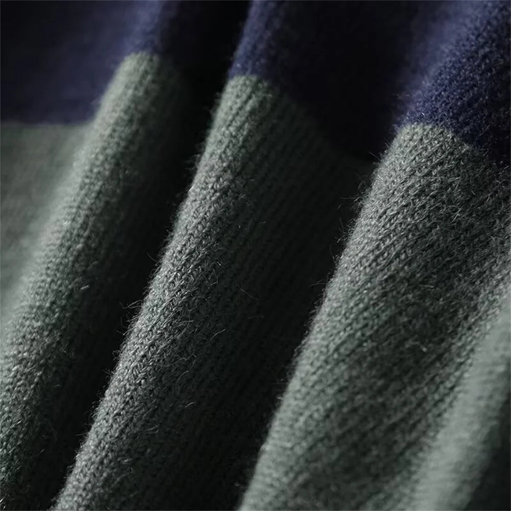 Stylish Striped Polo Sweater