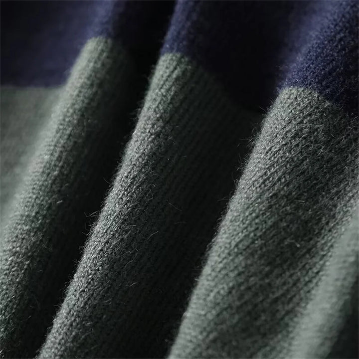 Stylish Striped Polo Sweater