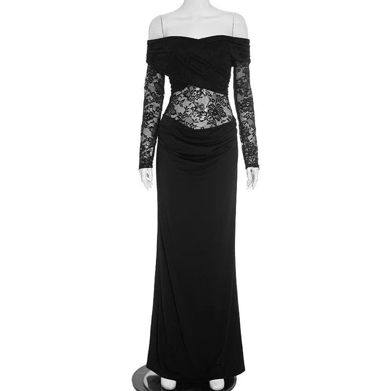 Chic Off The Shoulder Lace Maxi Dress