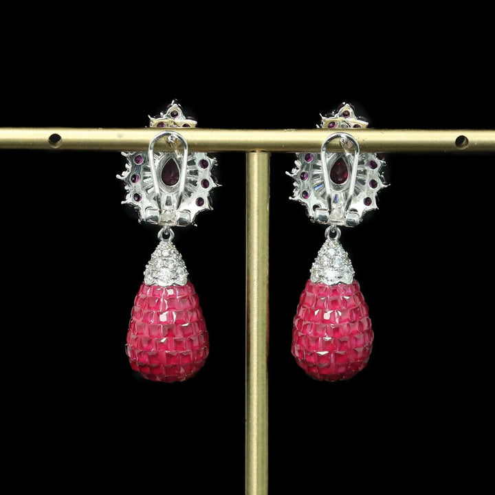Stunning Silver Ruby Drop Earrings