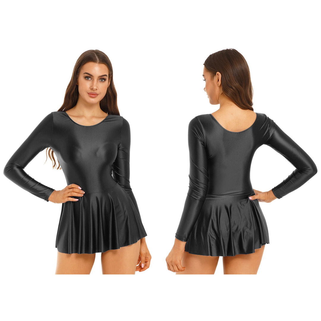 Sleek Shiny Leotard Dress
