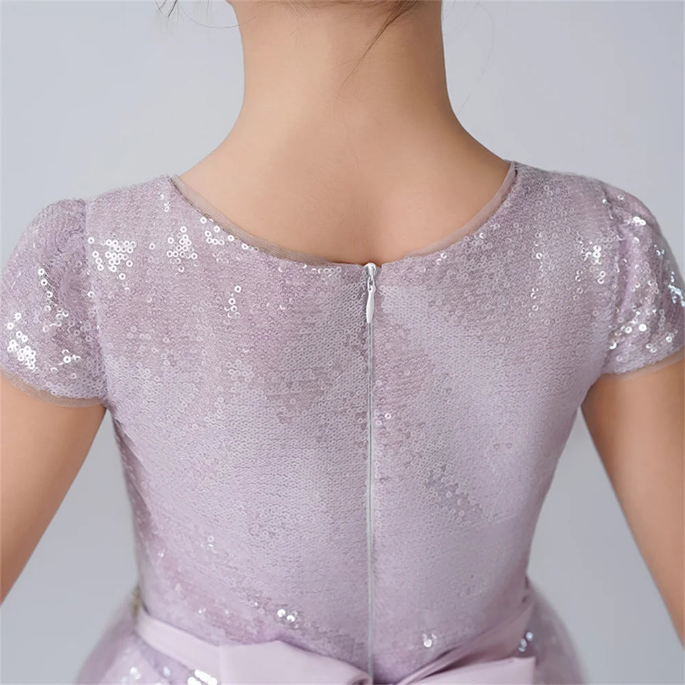 Cap Sleeves Shiny Sequin Princess Dress