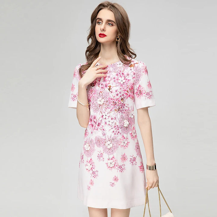 Three-Dimensional Flower Mini Dress