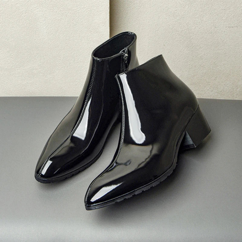 Luxury Patent Leather Ankle Boots