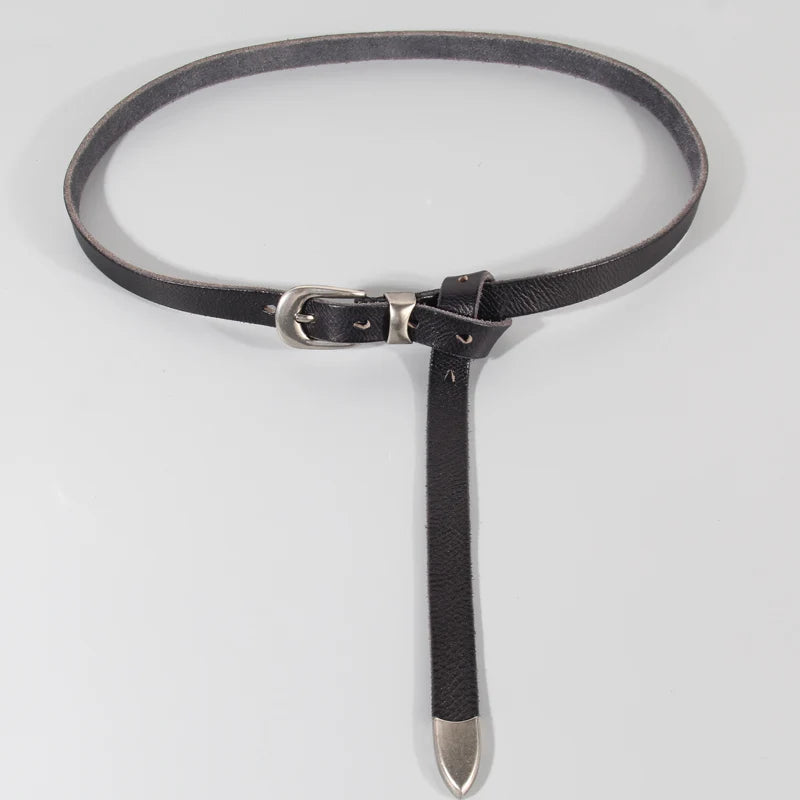 Stylish Soft Leather Narrow Belt