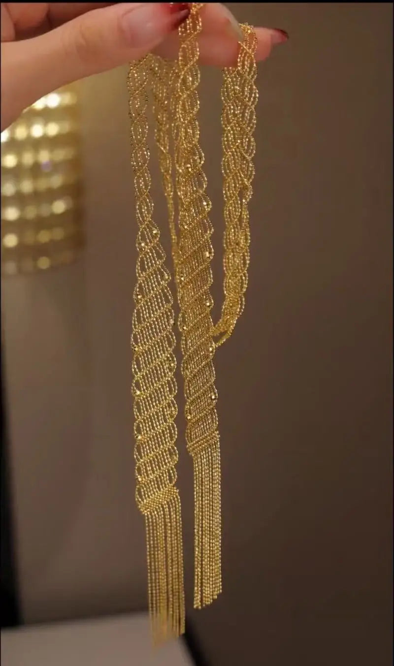 Unique Tiny Bead Ribbon Necklace