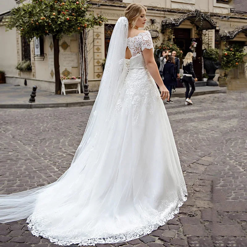 Gallant Boat Neck Wedding Dress