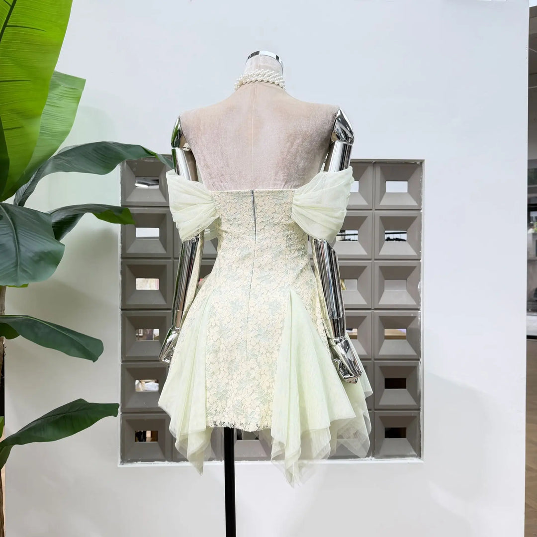 Alluring 3D Floral Tulle Mini Dress