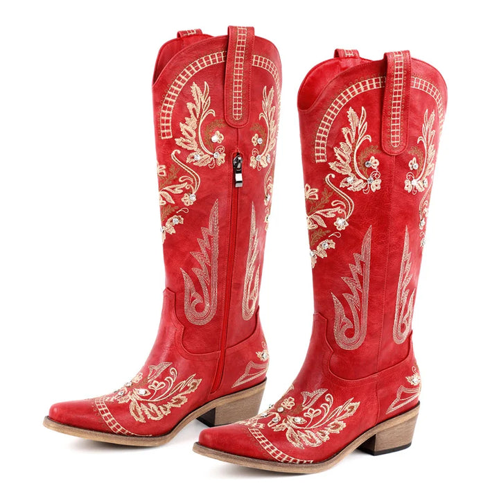 Pull-On Pointed Toe Western Long Boots