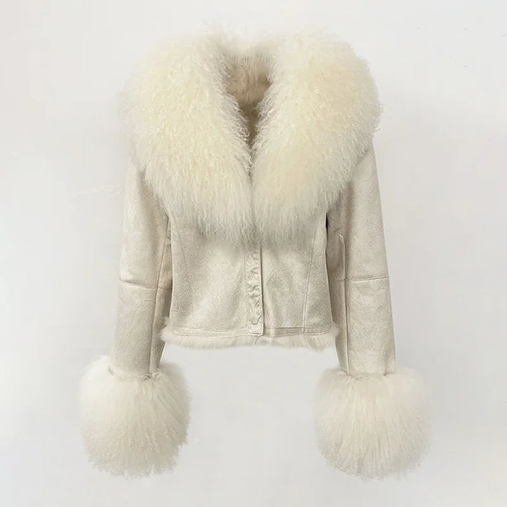 Genuine Mongolian Suede Wool Fur Coat