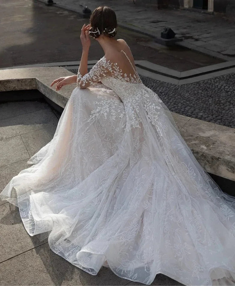 Luxury Scoop A-Line Wedding Dress