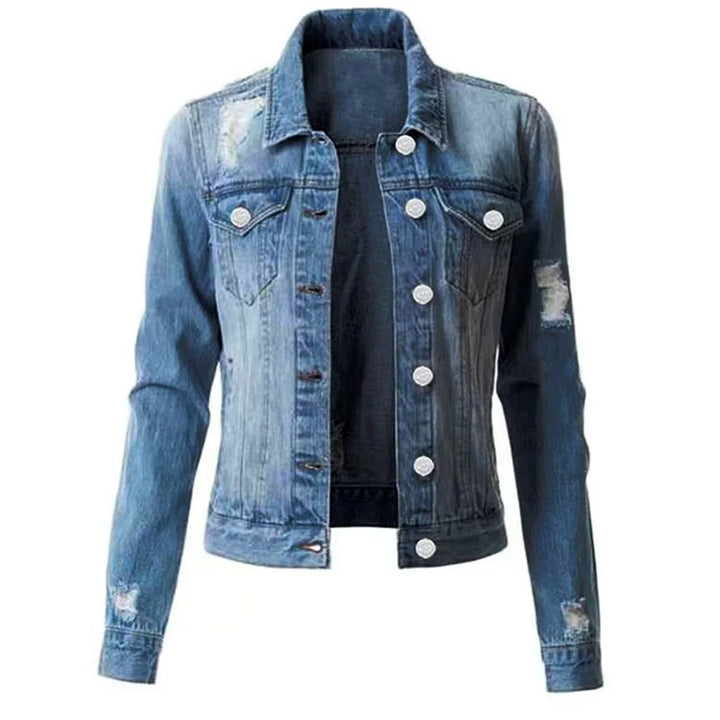 Trendy Hole Ripped Short Denim Jacket