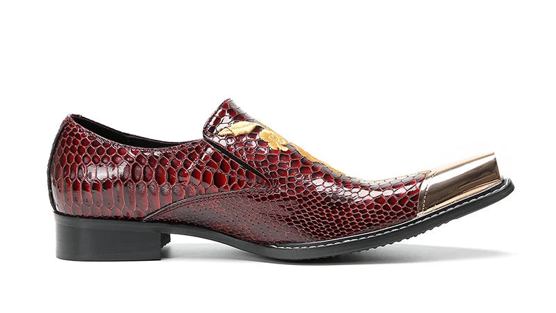 Luxury Golden Metal Toe Business Shoes