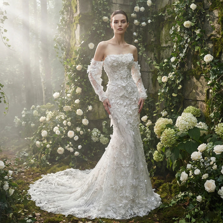 Modern Appliques Tulle Bridal Couture