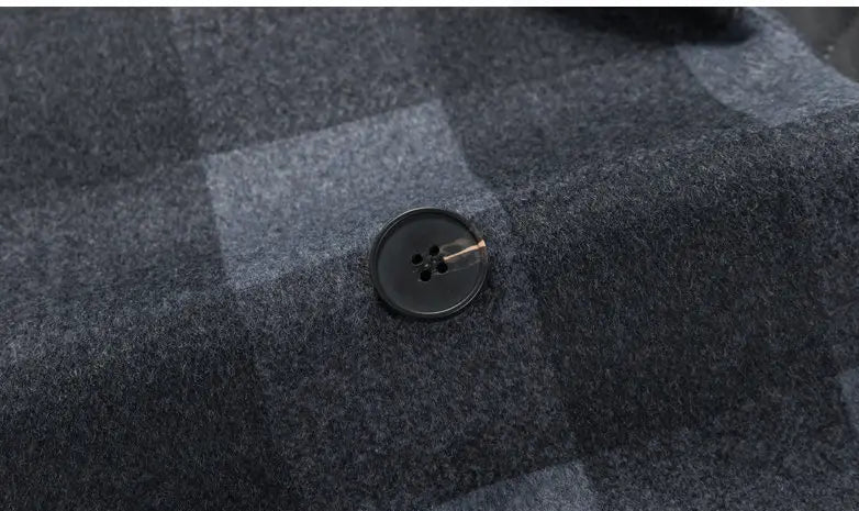 Classy Plaid Woolen Trench Coat