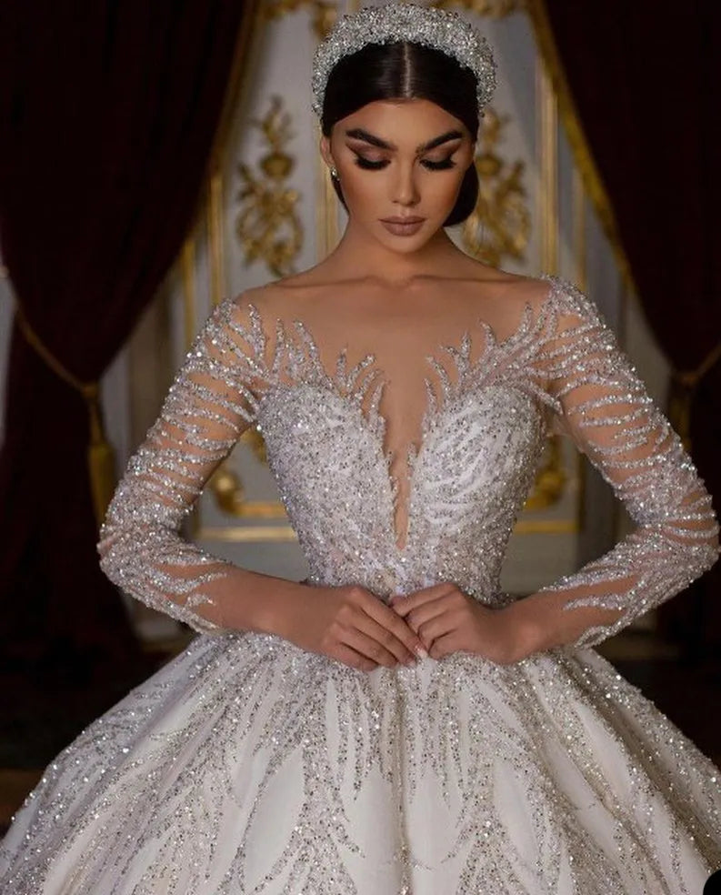 Glitter Sequins Arabian Bridal Dress| All For Me Today