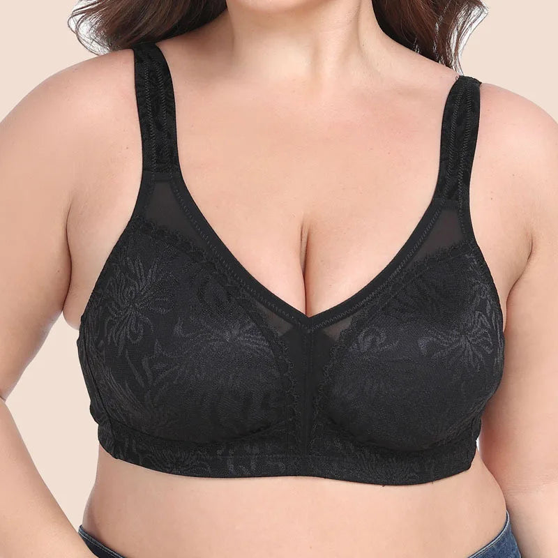 Elegant Net Embroidered Plus Size Bra
