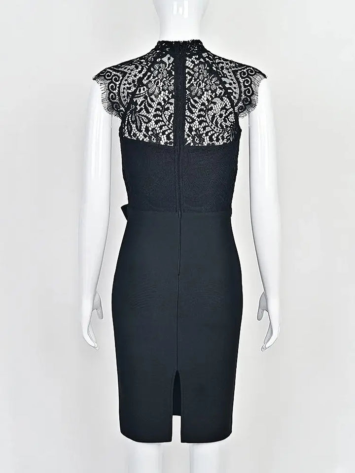 Elegant Lace Neck Evening Party Dress