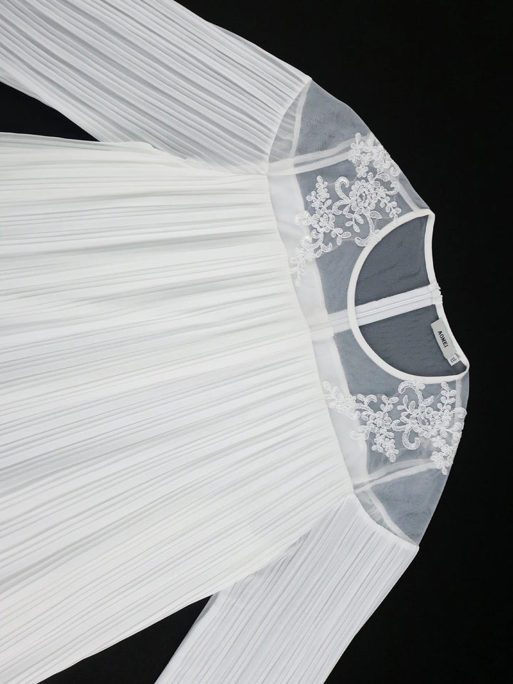 Elegant Loose Tie Pleated Midi Dress