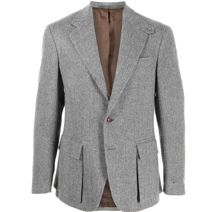 Handsome Patterned Herringbone Blazer