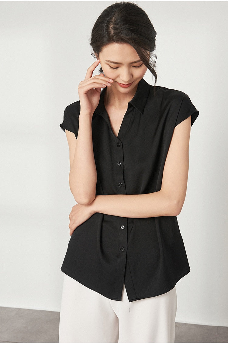 Short-sleeved Women's Silk Shirt| All For Me Today