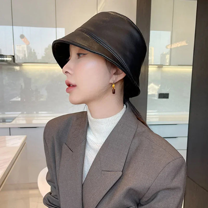 Stylish Leather Bucket Hat