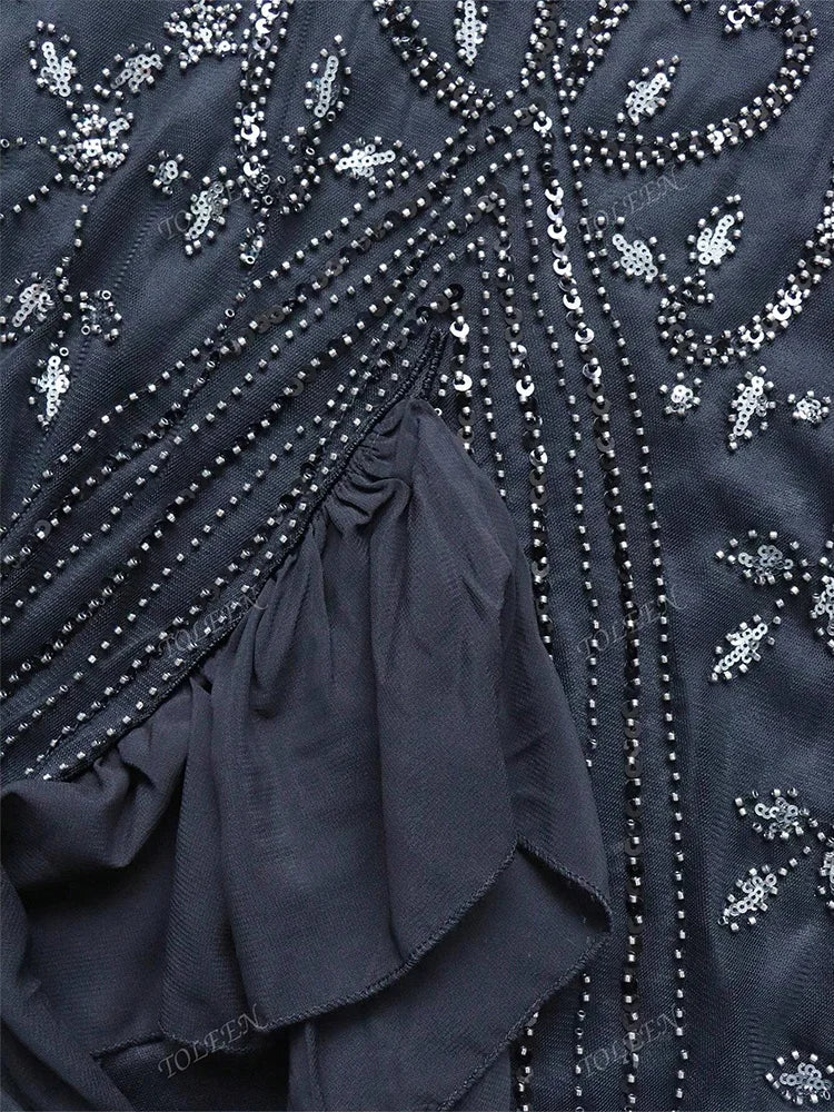 Luxurious Beaded Fishtail Arabian Maxi Dress