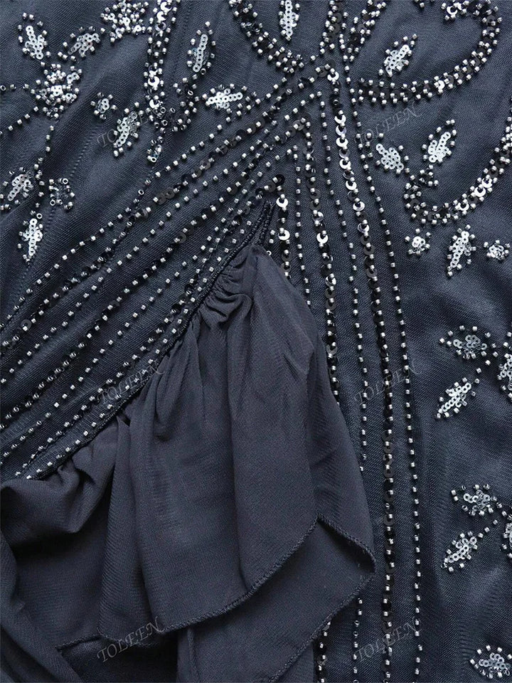 Luxurious Beaded Fishtail Arabian Maxi Dress