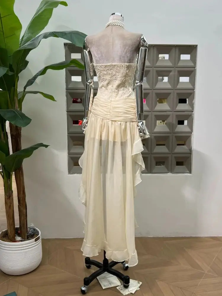 High Quality Strapless Pleated Long Dress