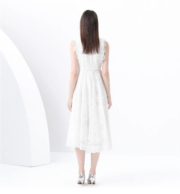 Refined Splice Embroidery Slim Dress