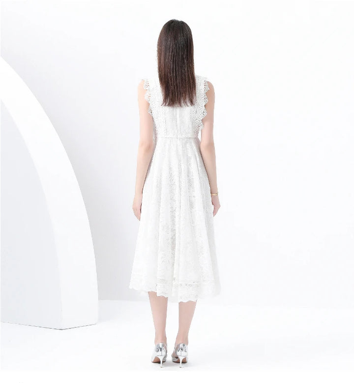 Refined Splice Embroidery Slim Dress
