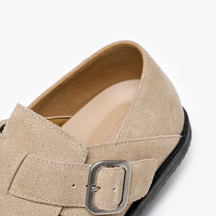 Casual Buckle Strap Cow Suede Flats