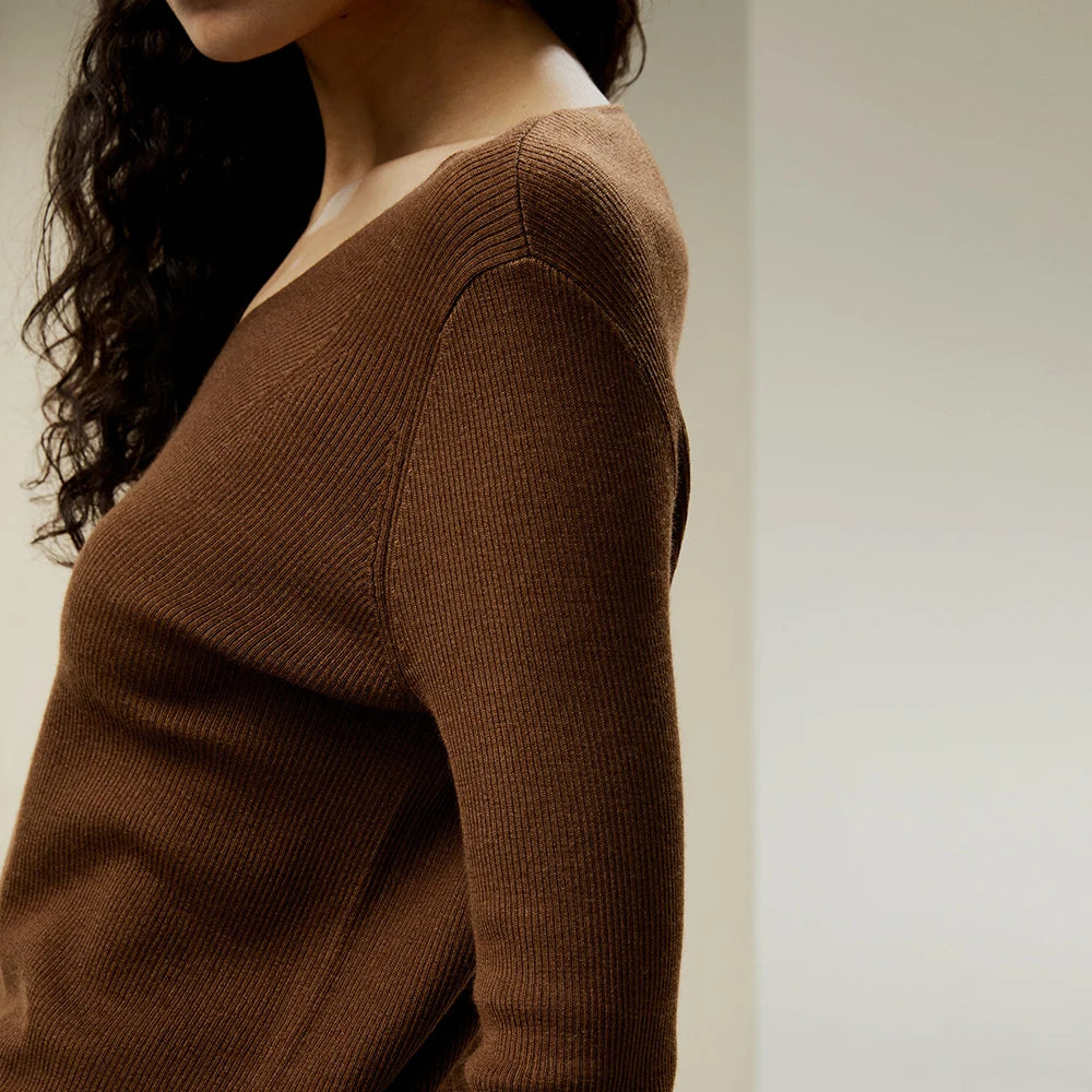 Drop-Shoulder Pullover Wool Sweater