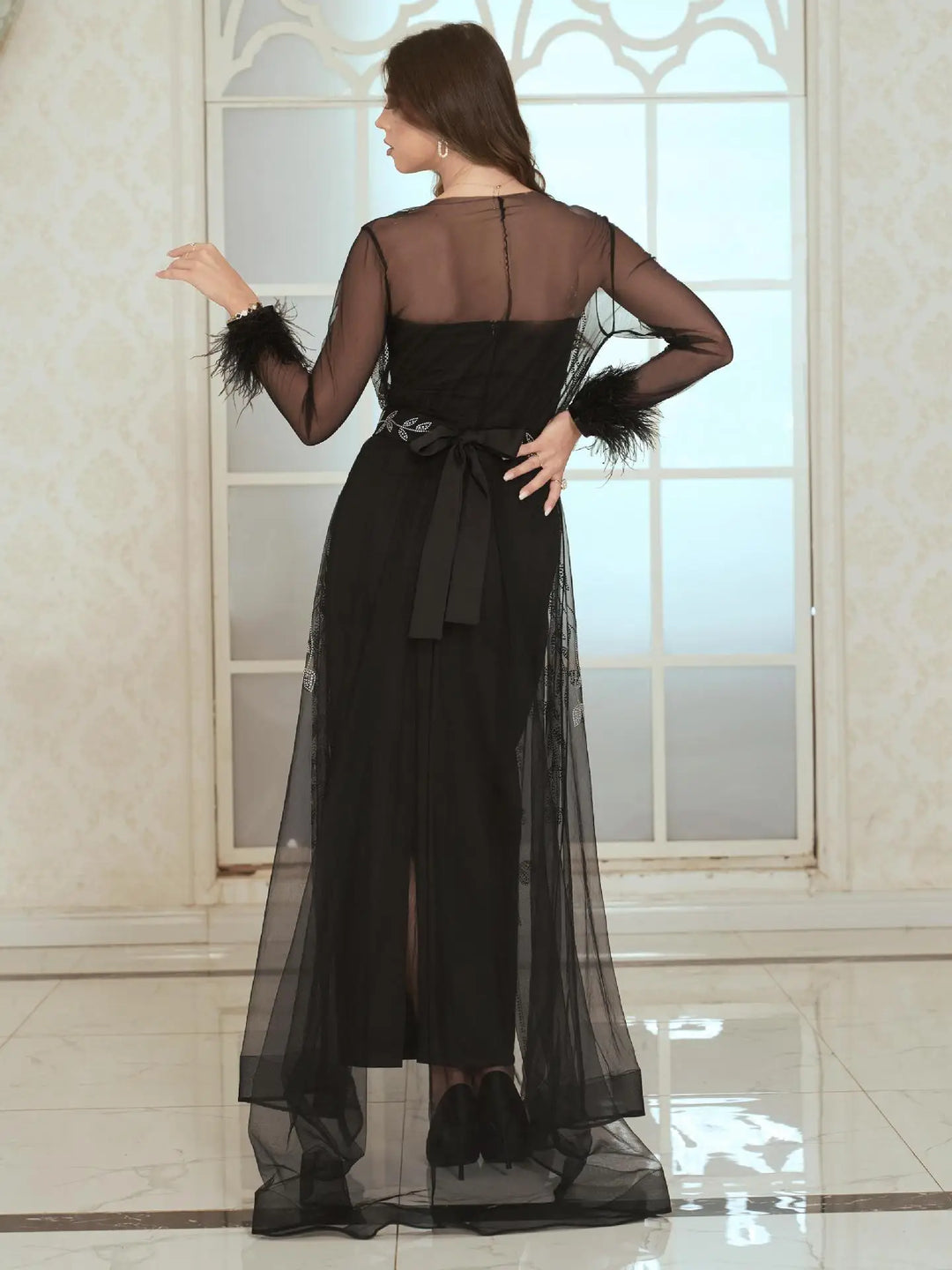 Mesh Diamond Caftan Dress