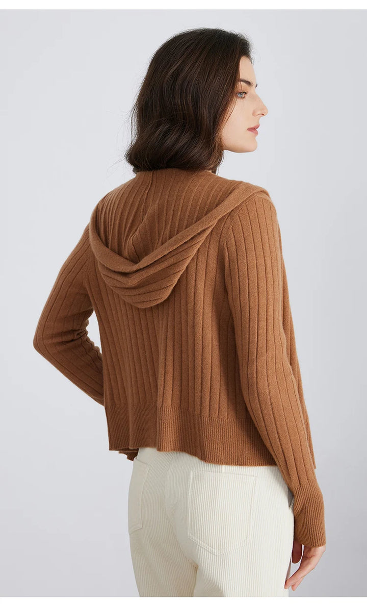 Premium Cashmere Hooded Cardigan