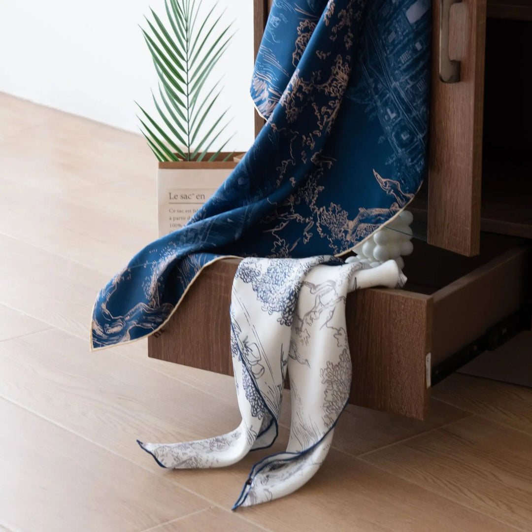 Chinese Style Mulberry Silk Square Scarf