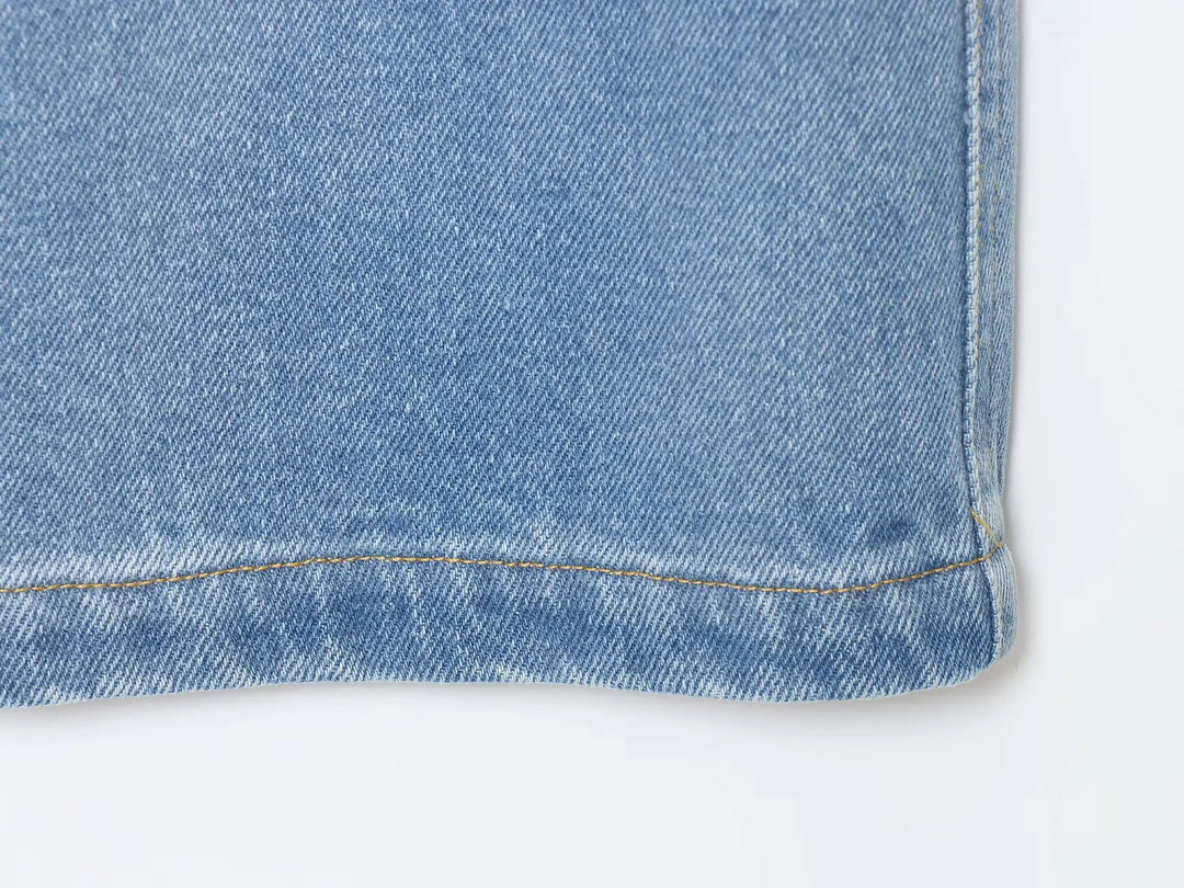 Refined Wide-Leg Washed Jeans Pants