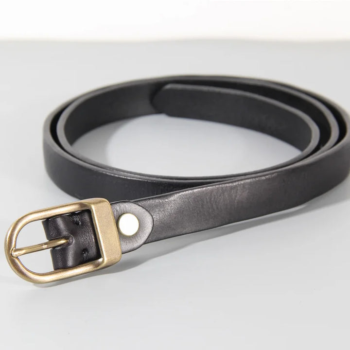Stylish Cowhide Leather Narrow Belt